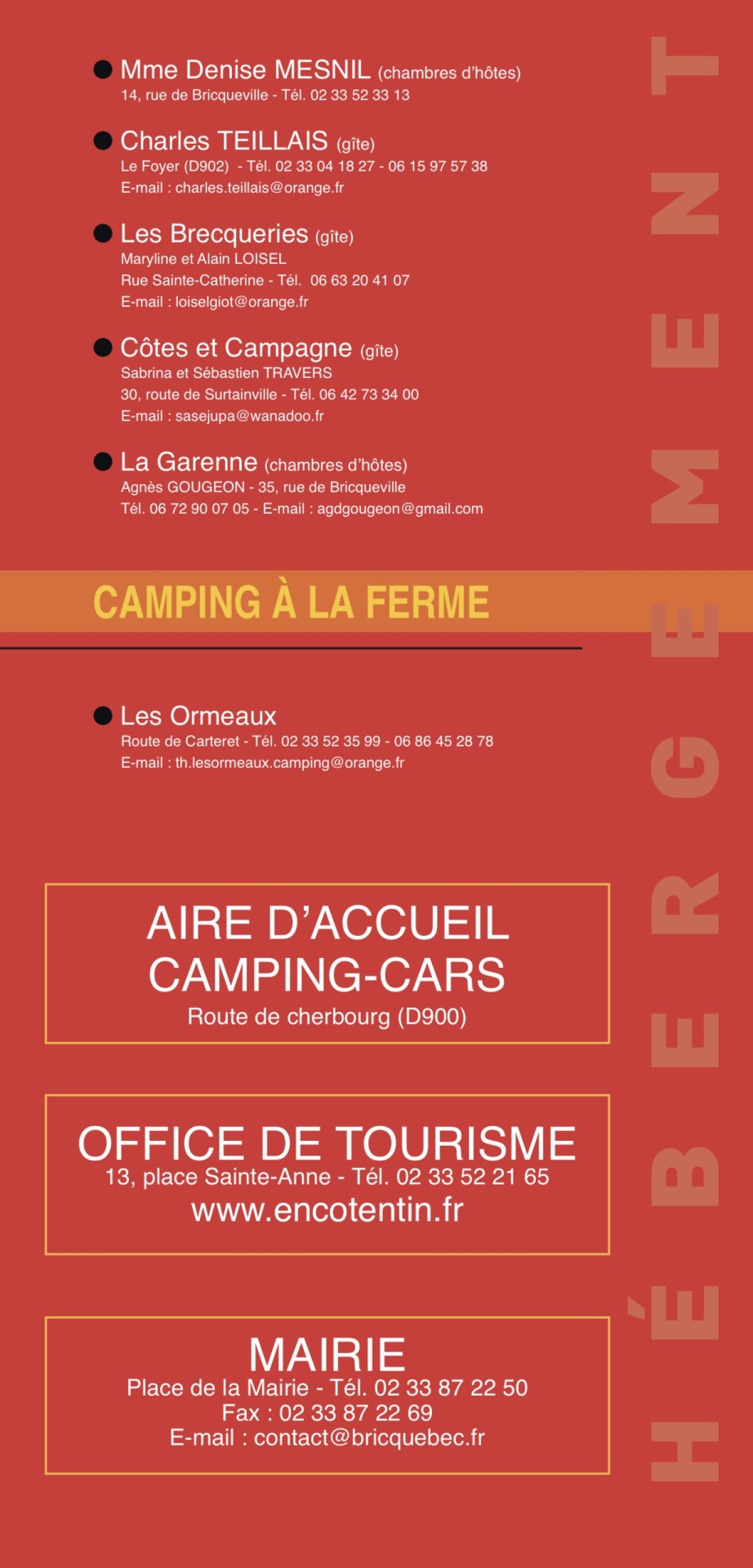 Hébergements et restauration
